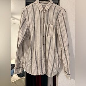 Universal Thread Striped Button Down Shirt - White and Gray